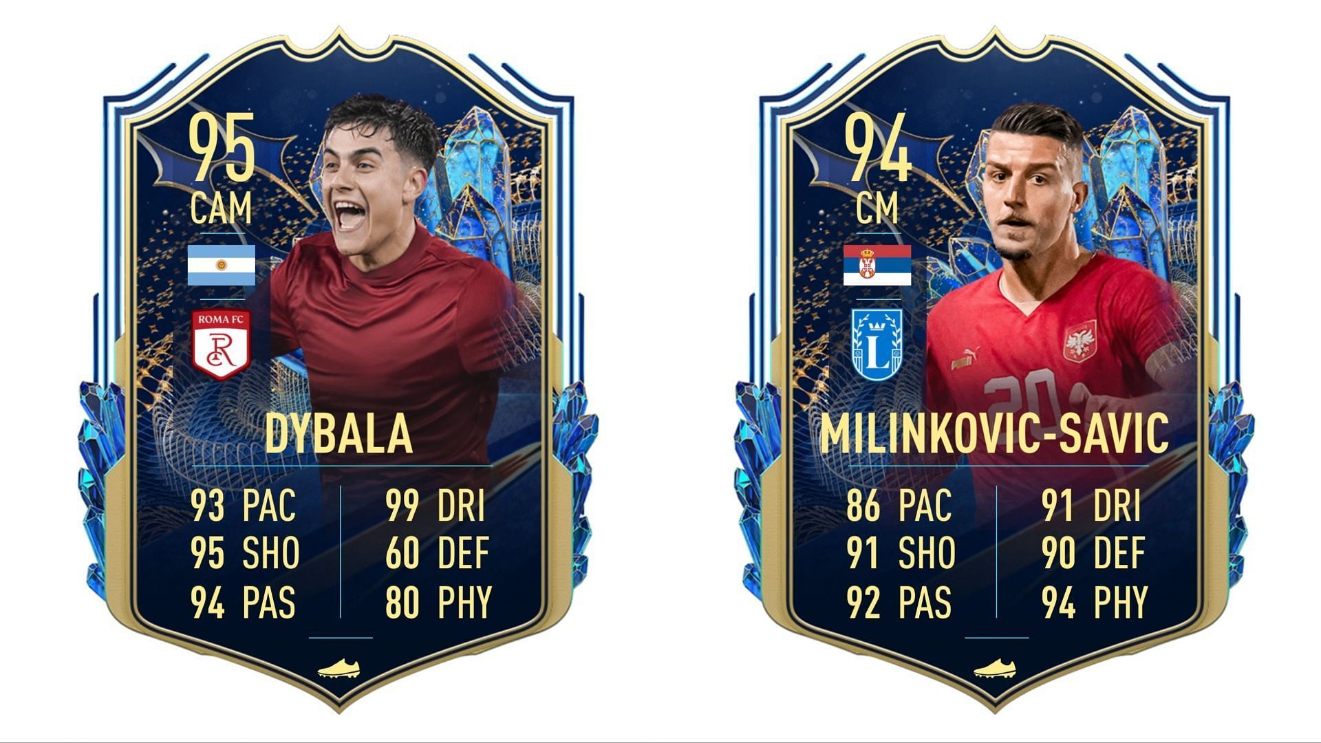 TOTS Dybala and Milinkovic-Savic have been leaked (Images via Twitter/FIFA23Leaked_)