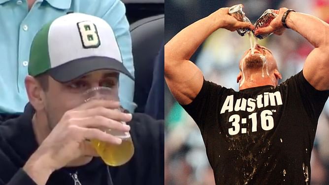 Stone Cold Steve Austin was not remotely impressed when Aaron Rodgers chugged a beer