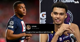 "Imagine Messi linked up with Wemby", "looks like a child" - Fans react as PSG's Kylian Mbappe links up with NBA draft prospect Victor Wembanyama