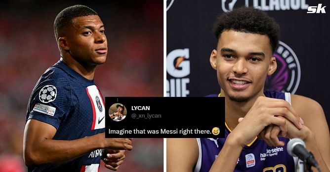 "Imagine Messi linked up with Wemby", "looks like a child" - Fans react as PSG's Kylian Mbappe links up with NBA draft prospect Victor Wembanyama