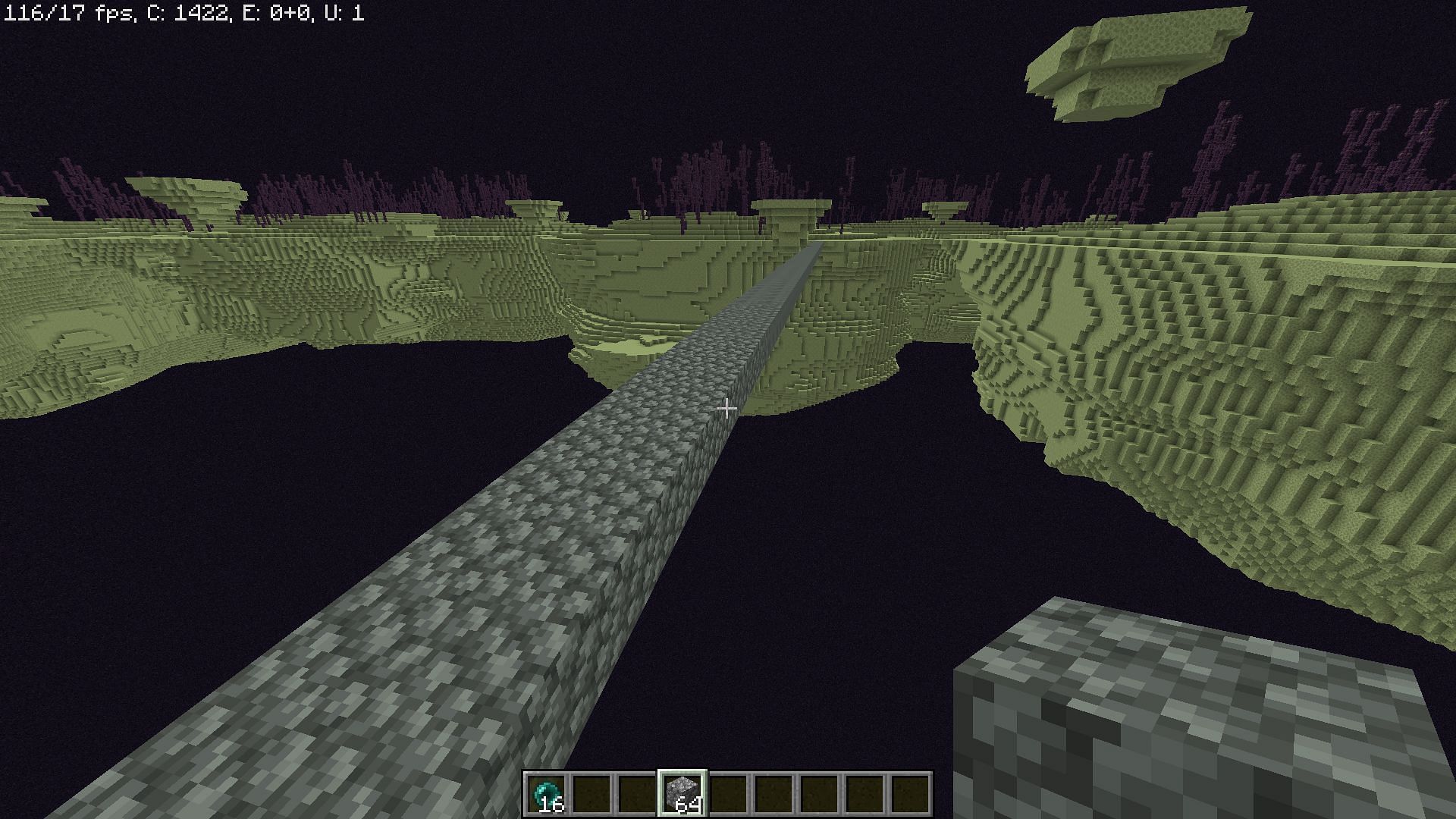 The safest way to travel in the End is by bridging between islands in Minecraft (Image via Mojang)
