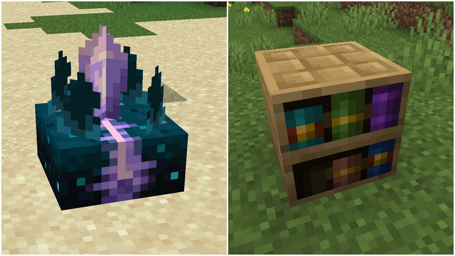 Calibrated sculk sensor and chiseled bookshelves will bring new redstone contraptions in the Minecraft 1.20 Trails and Tales update (Image via Sportskeeda)