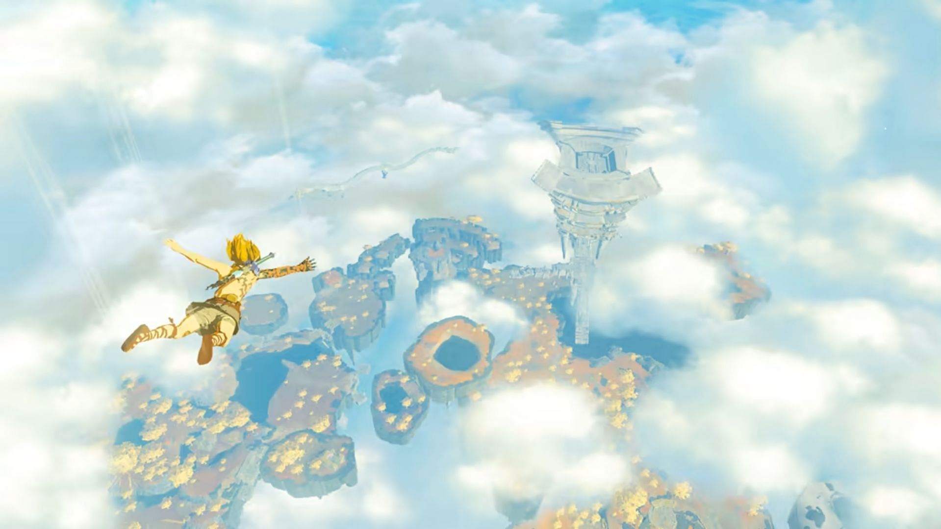 Link Skydiving in The Legend of Zelda Tears of the Kingdom (Image via Nintendo)