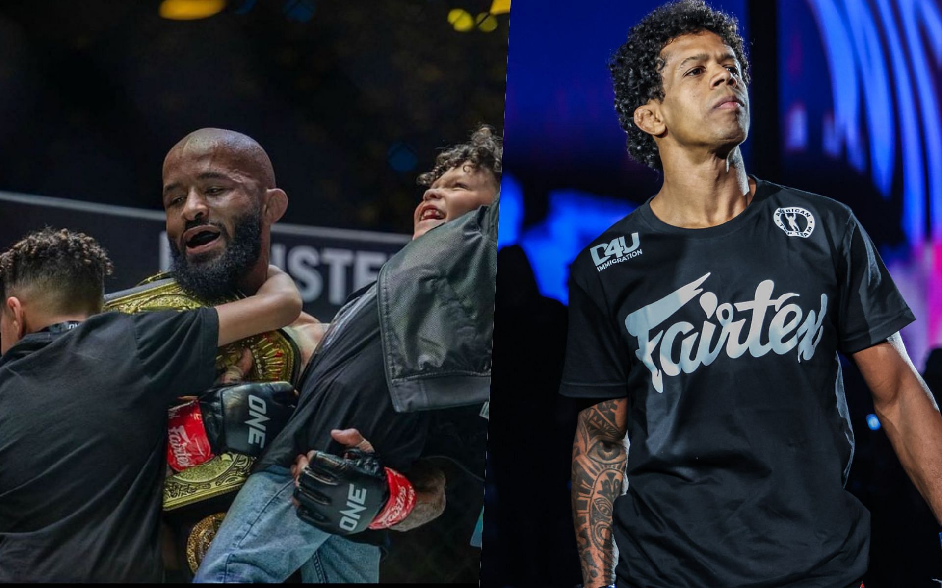 Demetrious Johnson (L) and Adriano Moraes (R) | Photo credit: ONE Championship