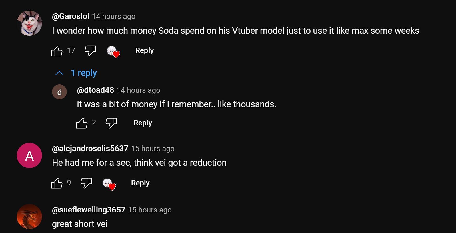 Fans in the YouTube comments section discussing the streamer&#039;s update (Image via Veibae Crumbs/YouTube)