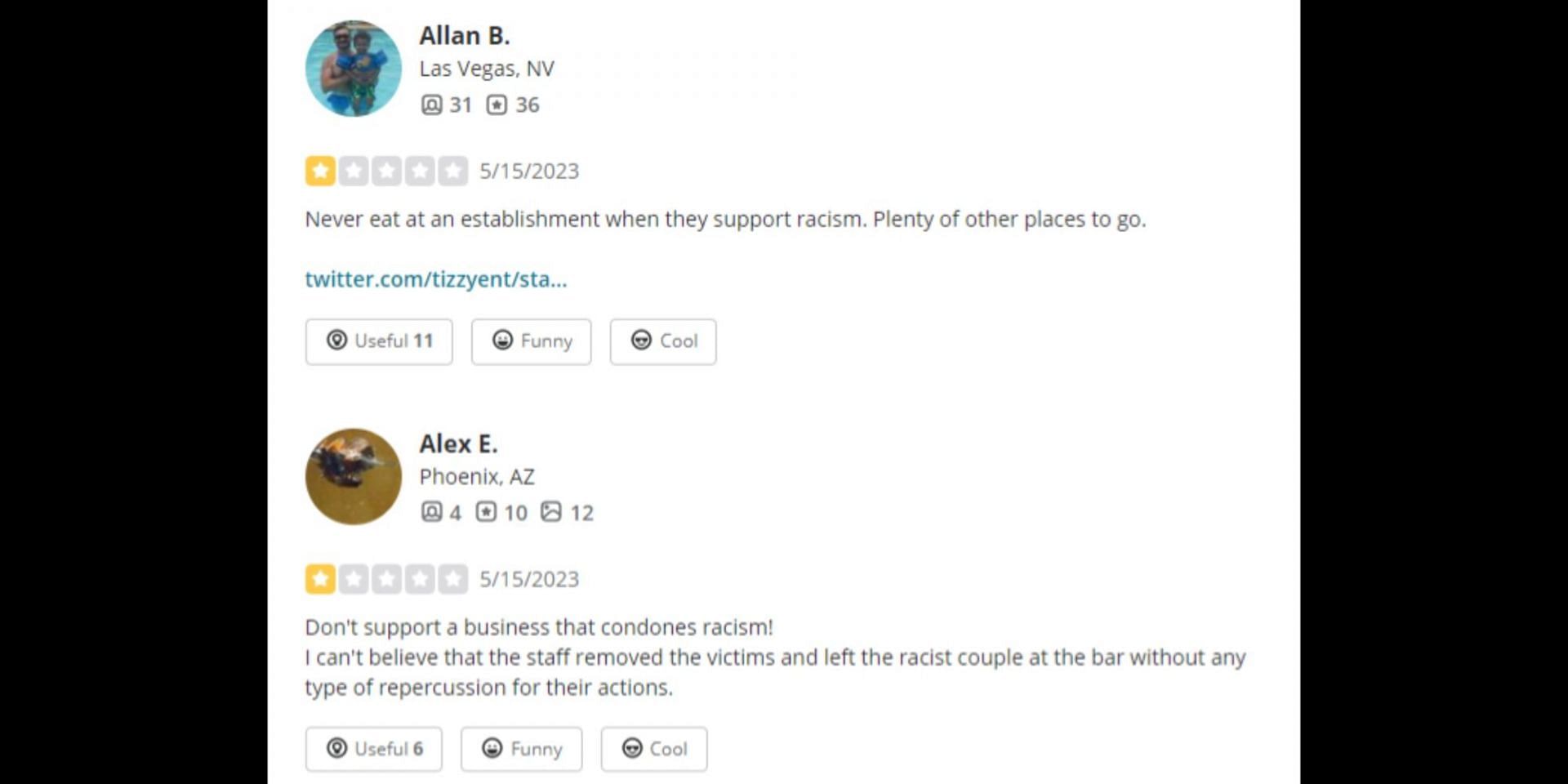 Negative reviews left by netizens. (Image via Yelp)