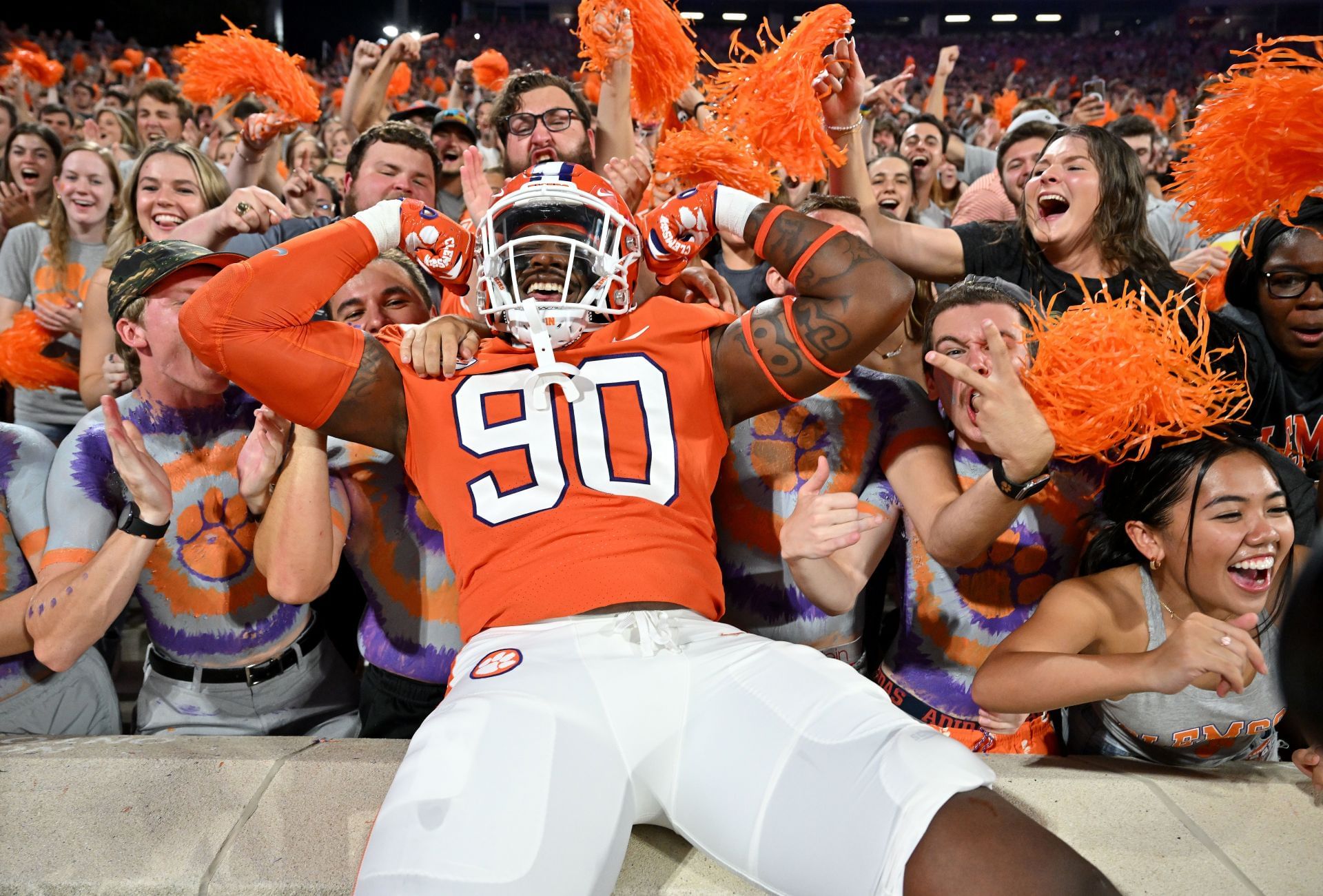 Clemson celebrates a big play.