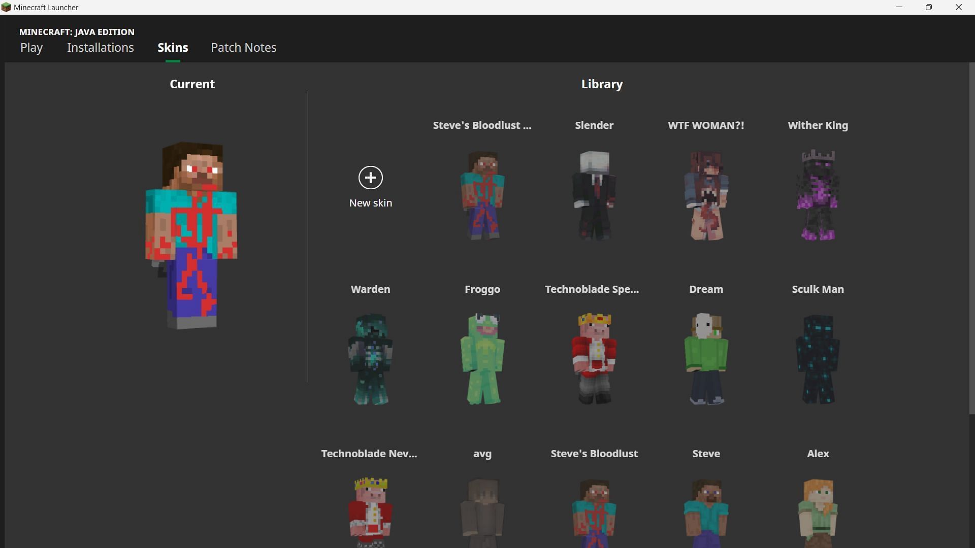 The Minecraft official launcher manages all the skins players can use for Java Edition (Image via Sportskeeda)