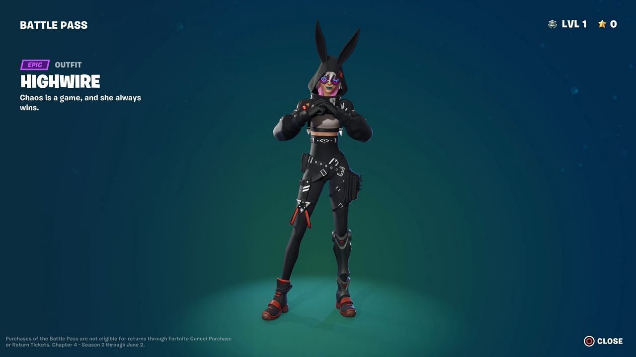 Fortnite Chapter 4 Season 2 players have rated Highwire one of the best skins in the Battle Pass (Image via Epic Games)