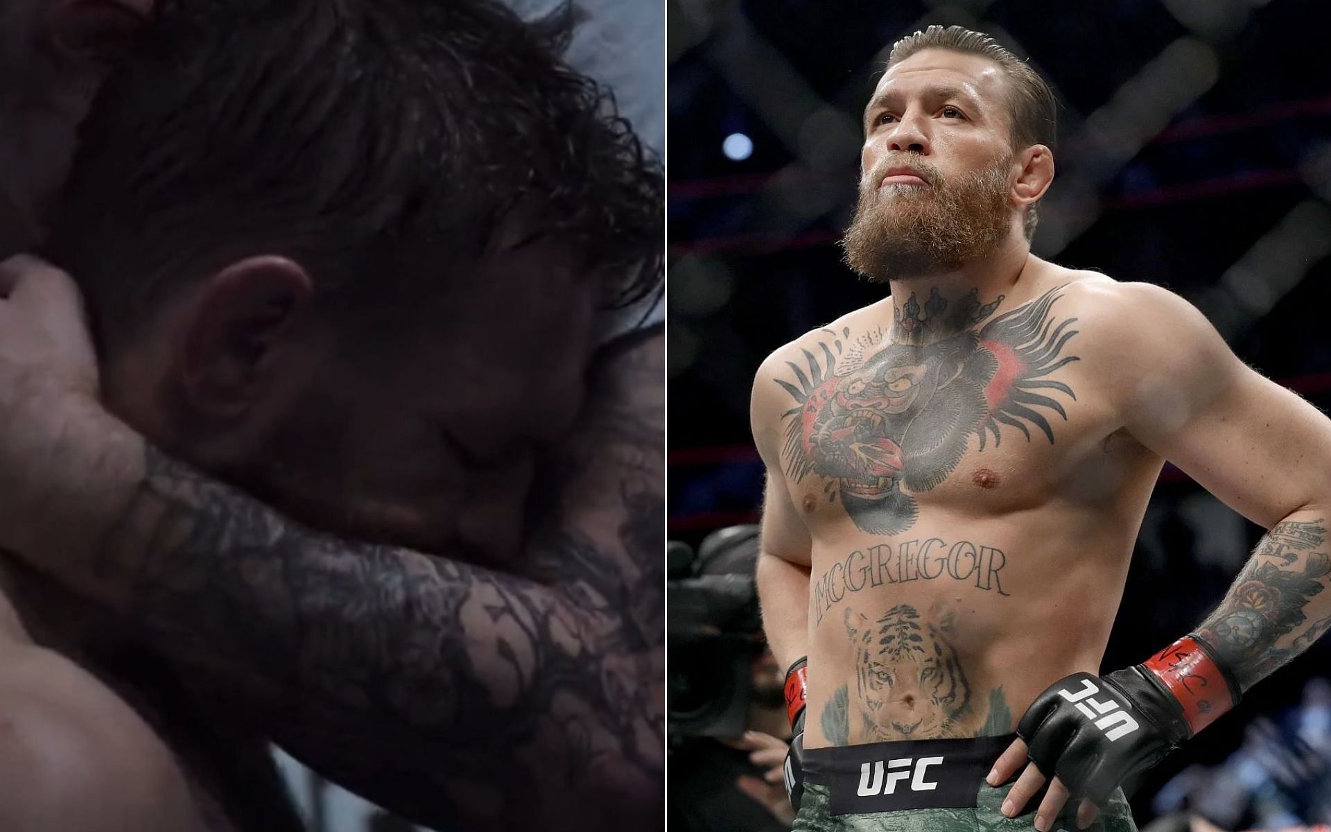 Conor McGregor post-fight UFC 229 [Left], and Conor McGregor [Right] [Photo credit: @SpinninBackfist - Twitter]