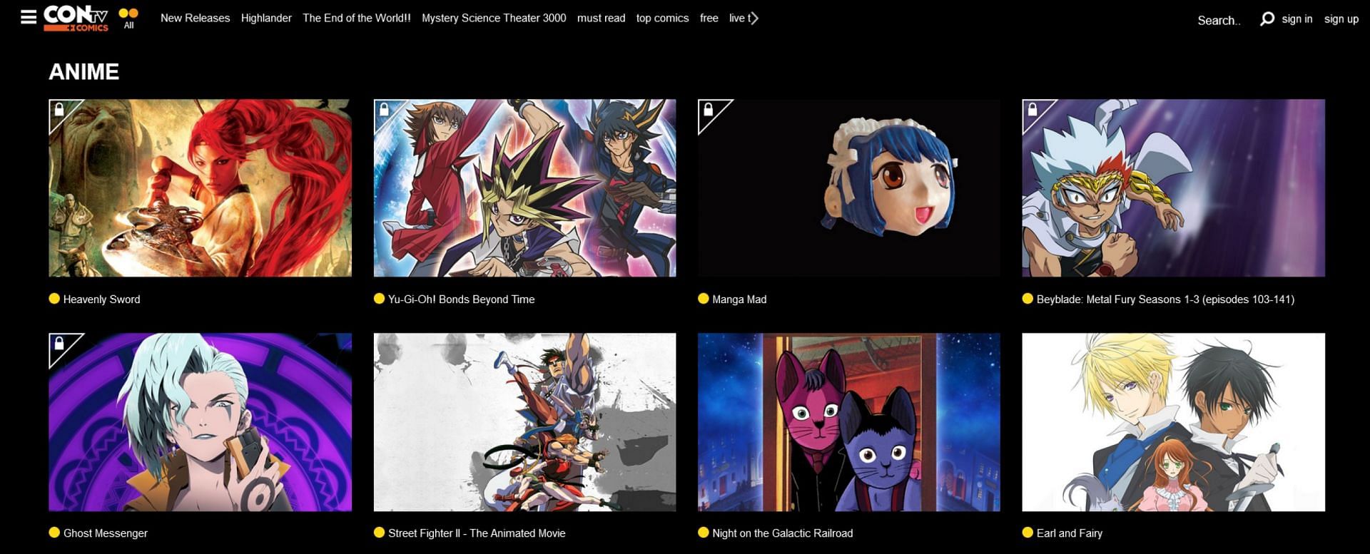 CONTV anime front page (Image via Cinedigm)