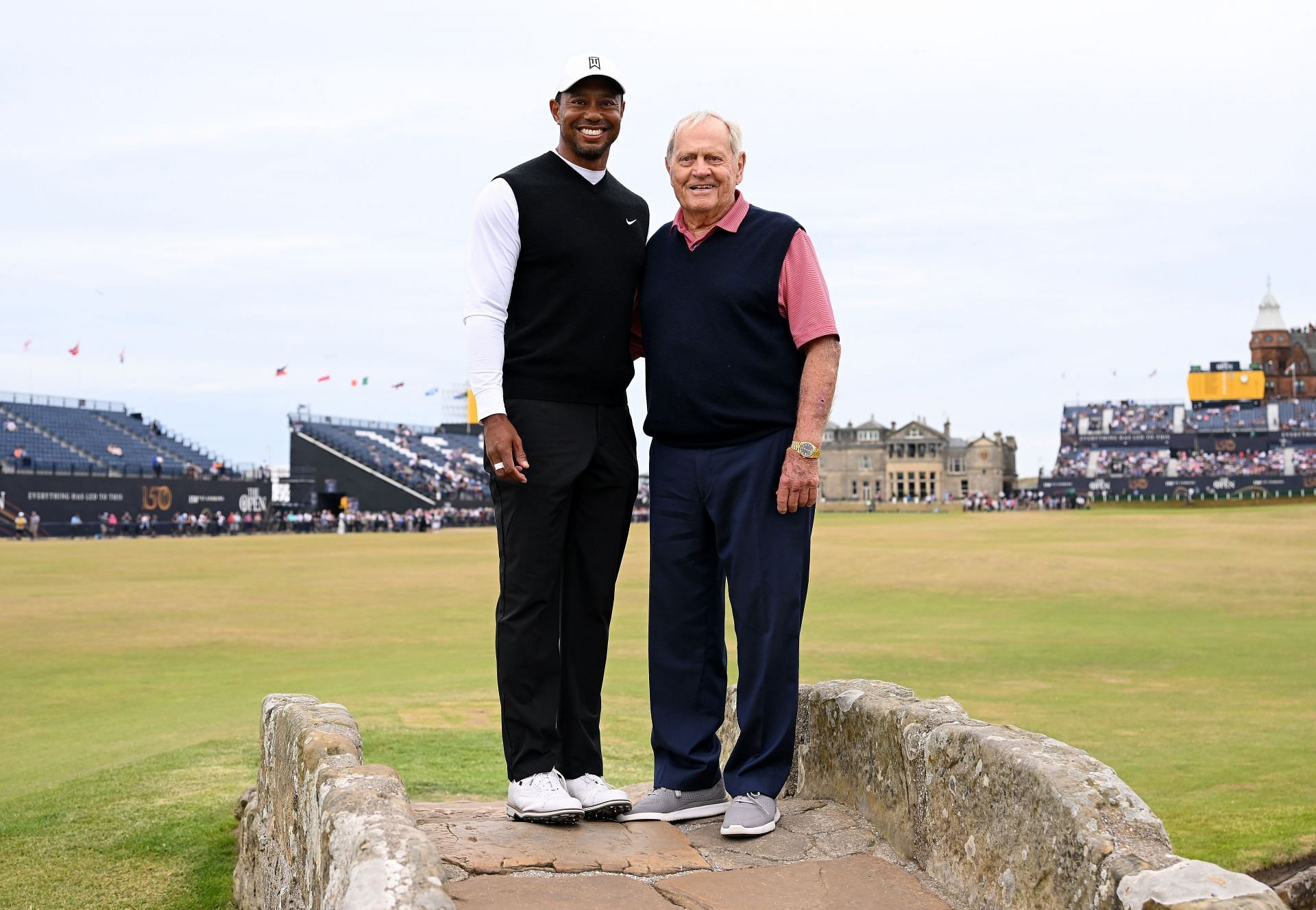 Jack Nicklaus and Tiger Woods at The 150th Open (via Getty Images)