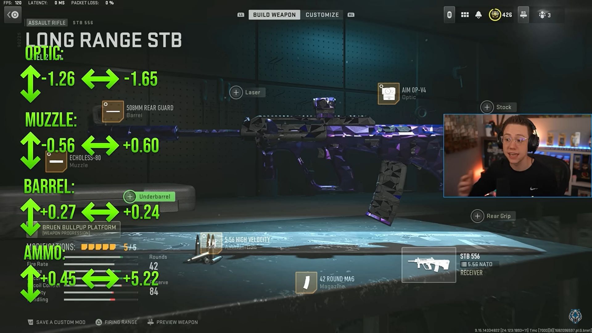 Attachments and tuning for long-range STB 556 loadout in Warzone 2 (Image via Activision and YouTube/WhosImmortal)