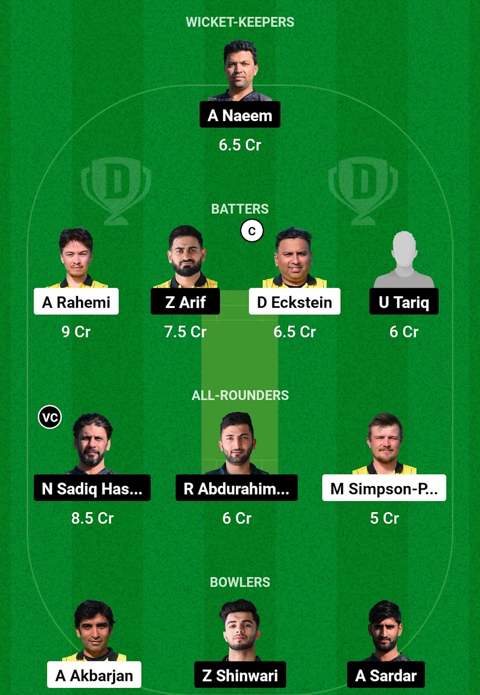 VCC vs PKR Dream11 Prediction, Match 53, Grand League Team