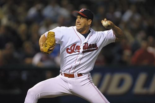 John Rocker #49 of the Cleveland Indians throws a pitch against the Kansas City Royals during the game on September 18, 2001, at Jacob's Field in Cleveland, Ohio. The Indians won 11-2. (Photo by Tom Pidgeon/Getty Images)