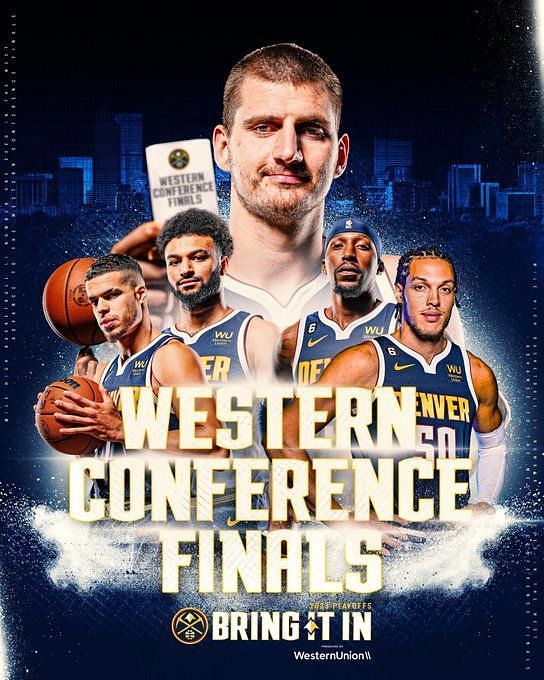 Official NBA Denver Nuggets team 2023 western conference champions