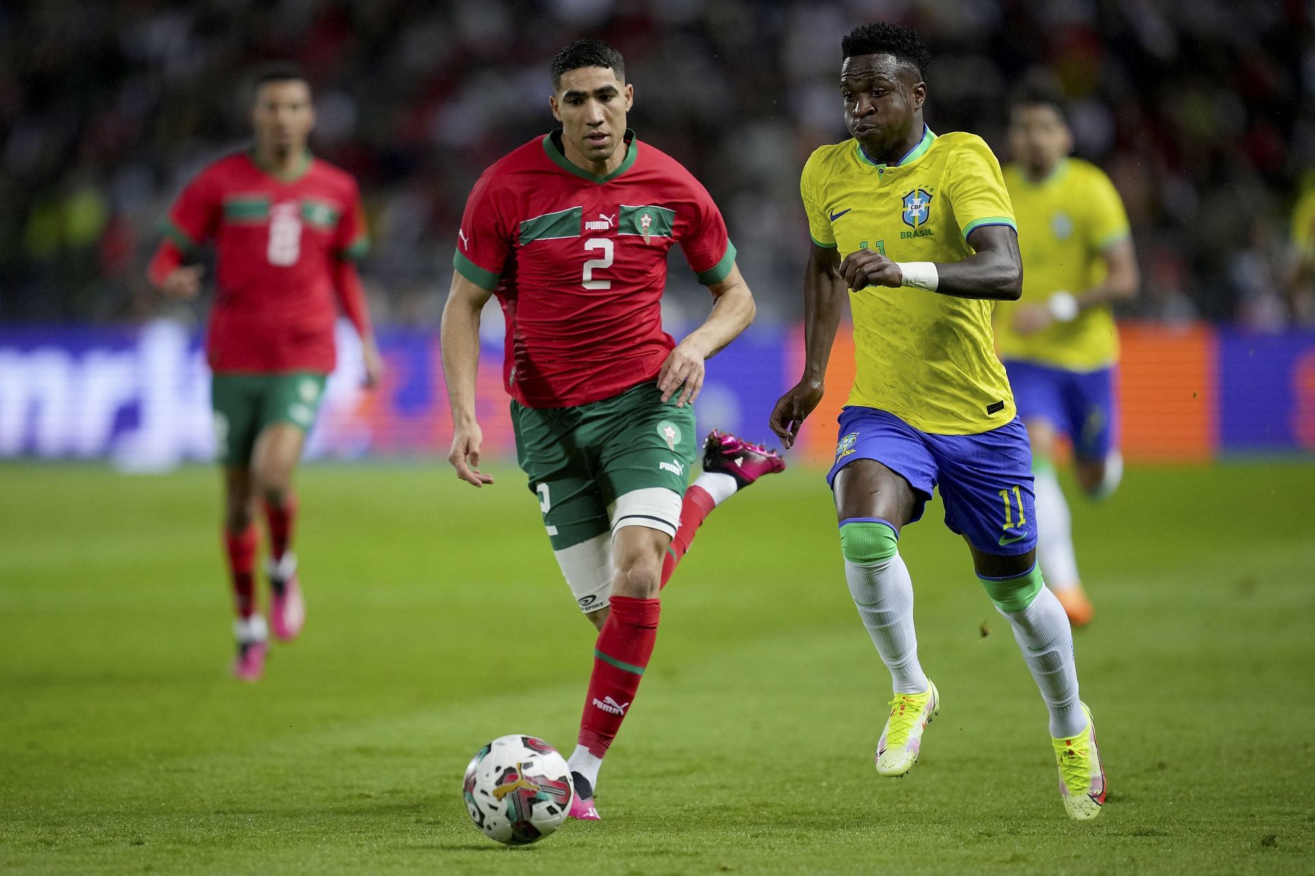 Achraf Hakimi (left) could leave Paris this summer.