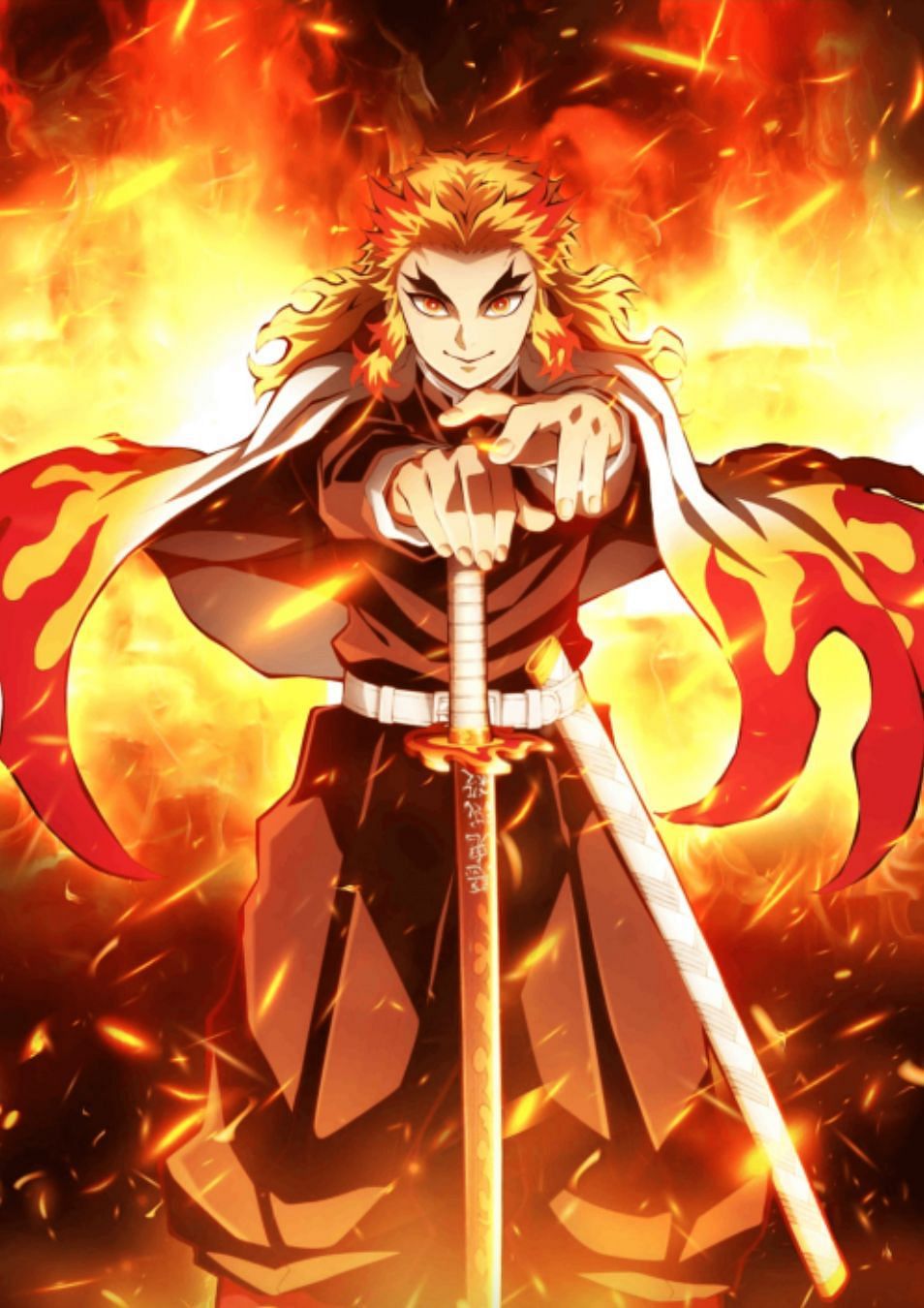 Kyōjurō Rengoku&#039;s Flame Breathing&#039;s Flame Hashira&#039;s Blade (image via Ufotable, Inc.)