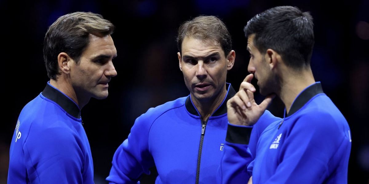 Roger Federer, Rafael Nadal and Novak Djokovic at the Laver Cup 2022