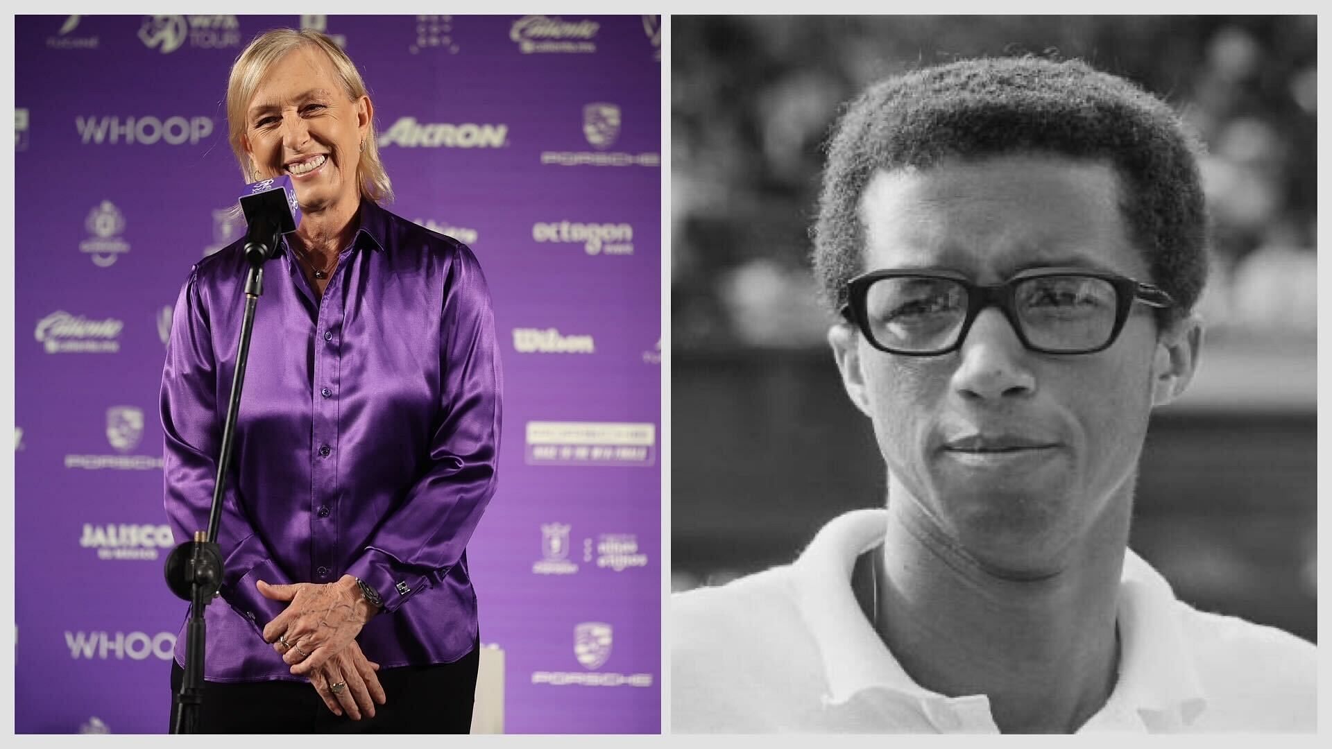 Martina Navratilova (L) and Arthur Ashe (R)