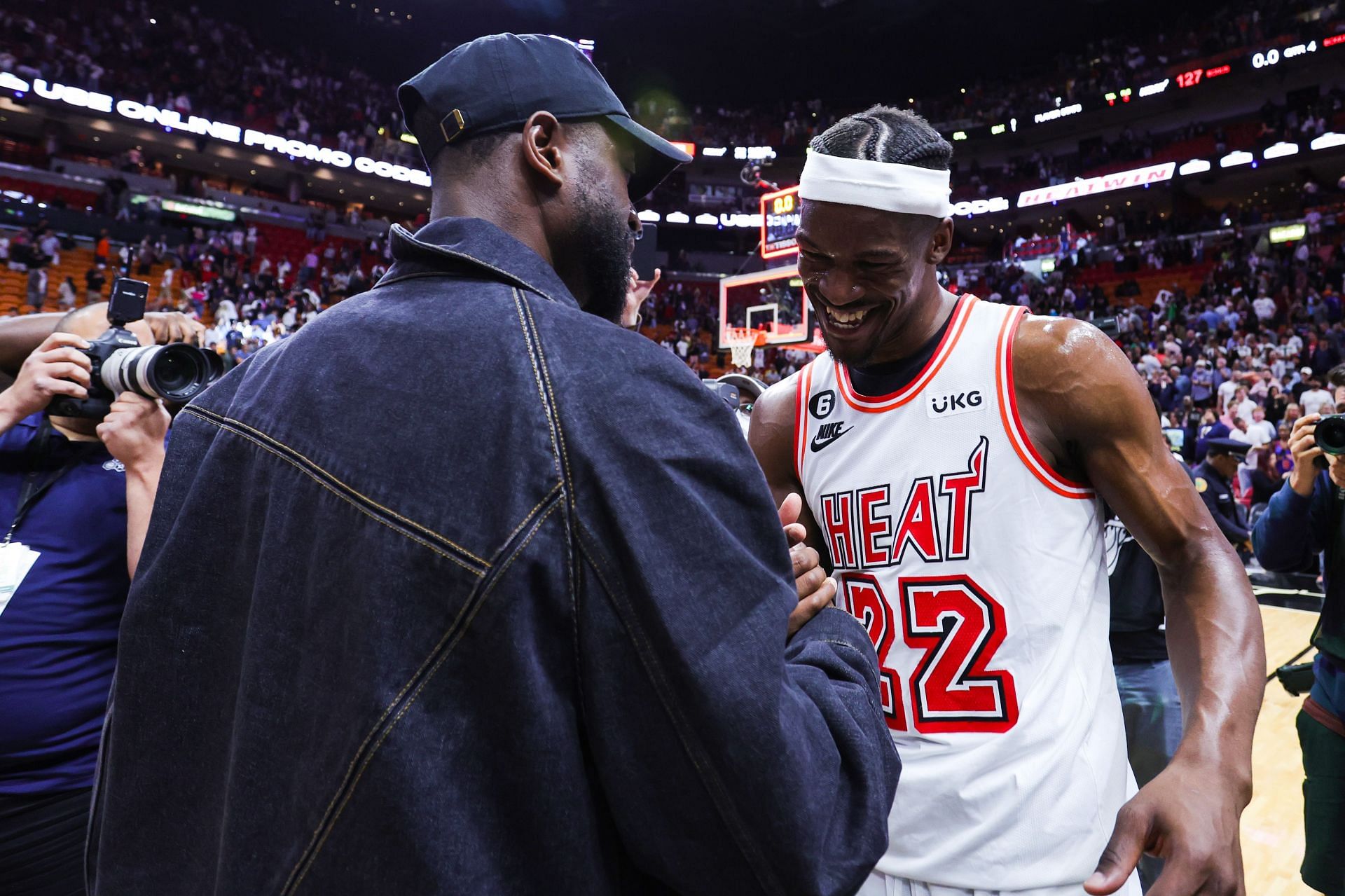 Wade attended Game 1 of the Heat-Knicks series in New York (Image via Getty Images)