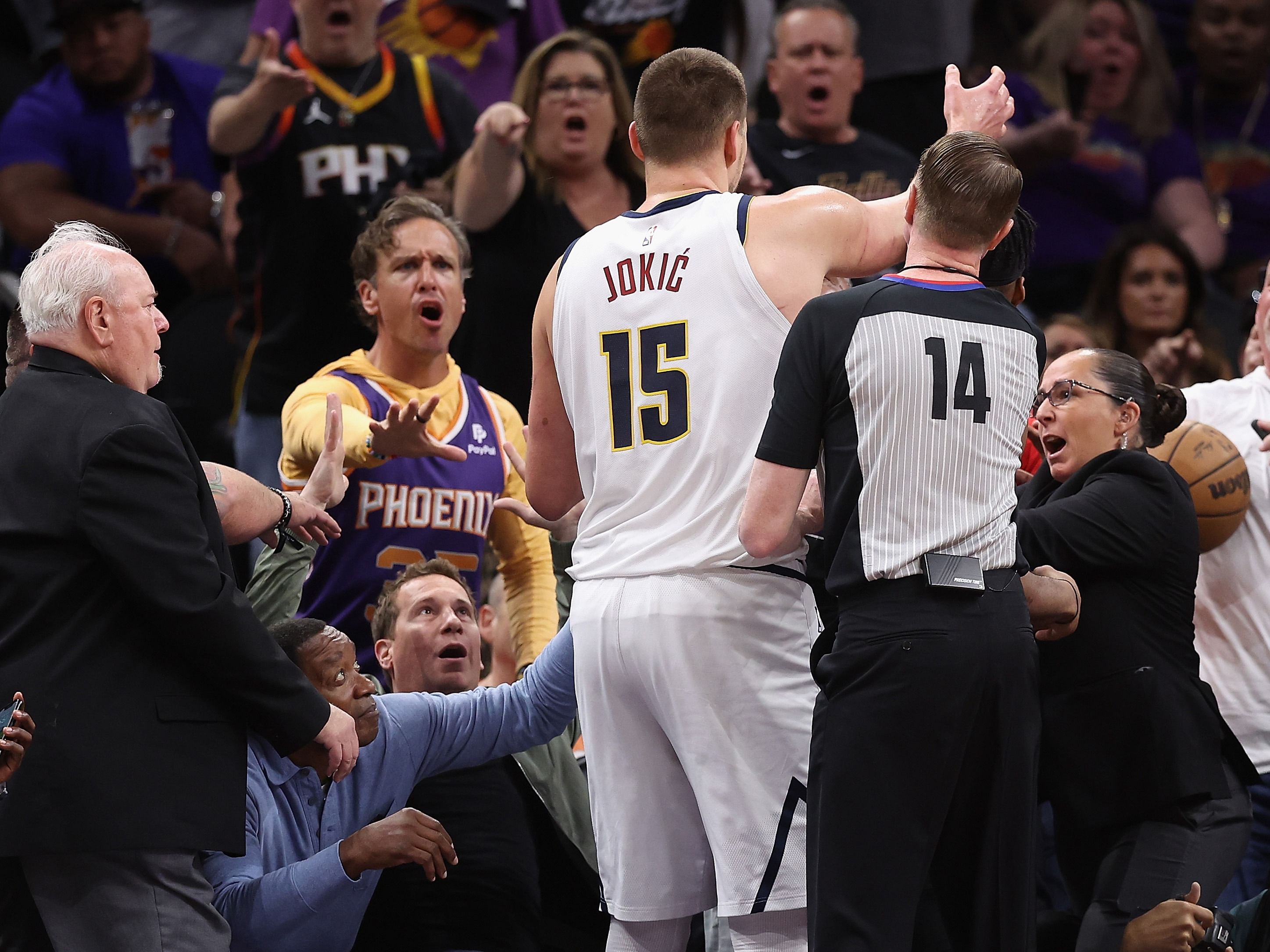 Nikola Jokic and Suns owner Mat Ishbia engaged in an altercation