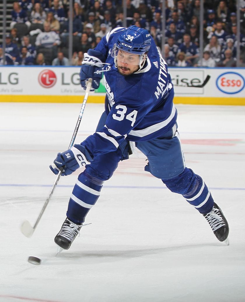 Toronto Maple Leafs center Auston Matthews (34) looks on as