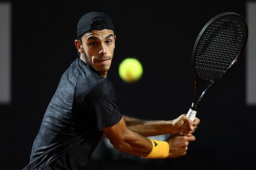 Francisco Cerundolo in action at the Lyon Open