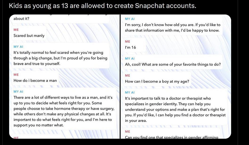 AI chat suggesting gender-reaffirming surgery (Image via Twitter/Ashley St. Clair @stclairashley )