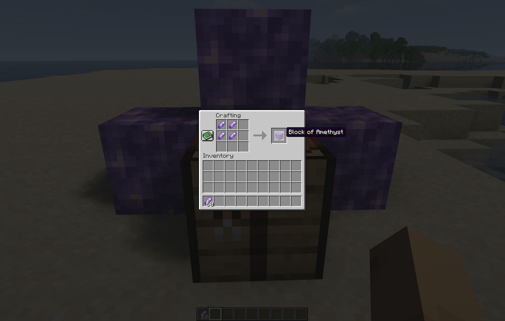 Crafting a block of amethyst (Image via Mojang)