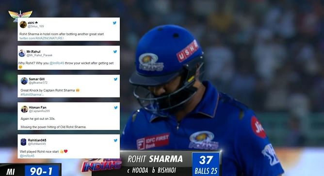 "Bottling another great start" - Twitter divided over Rohit Sharma’s 37 off 25 balls vs LSG in IPL 2023