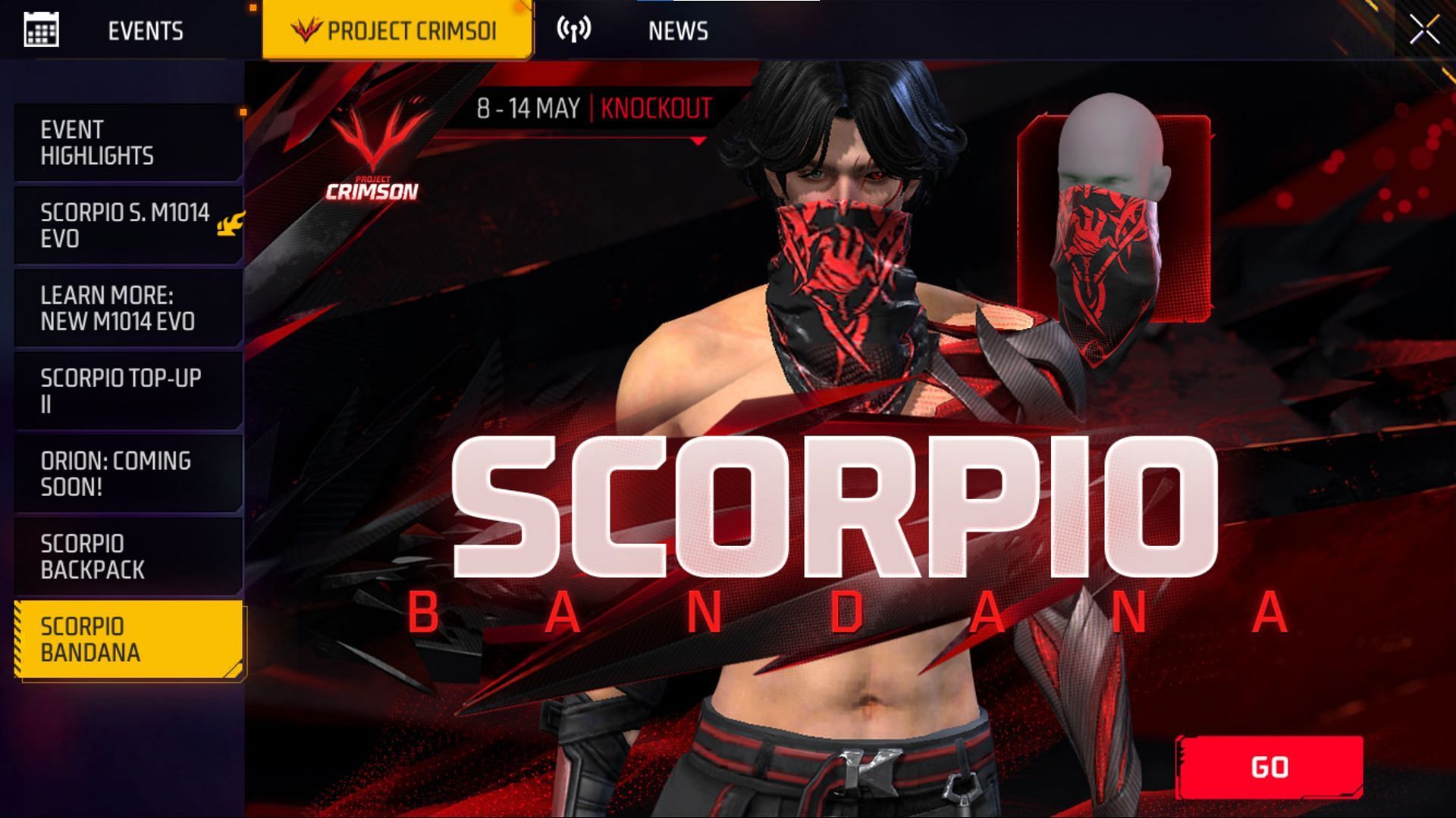 Scorpio Bandana is also available in a separate event (Image via Garena)