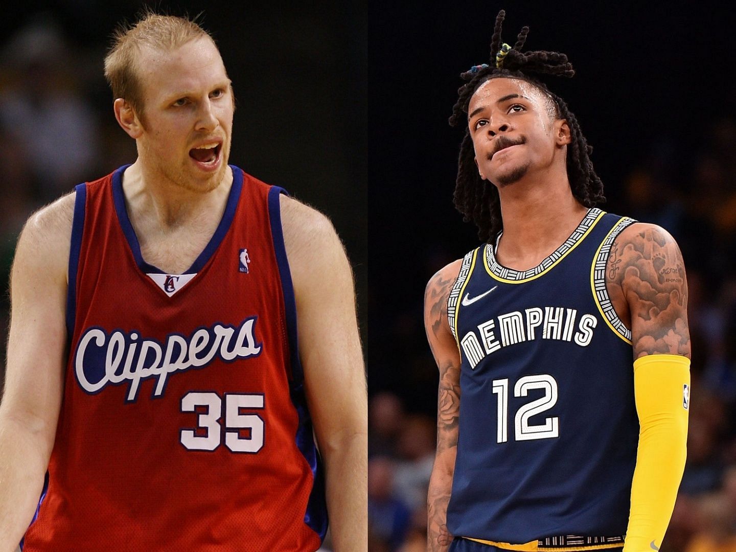 Chris Kaman of the LA Clippers and Ja Morant of the Memphis Grizzlies