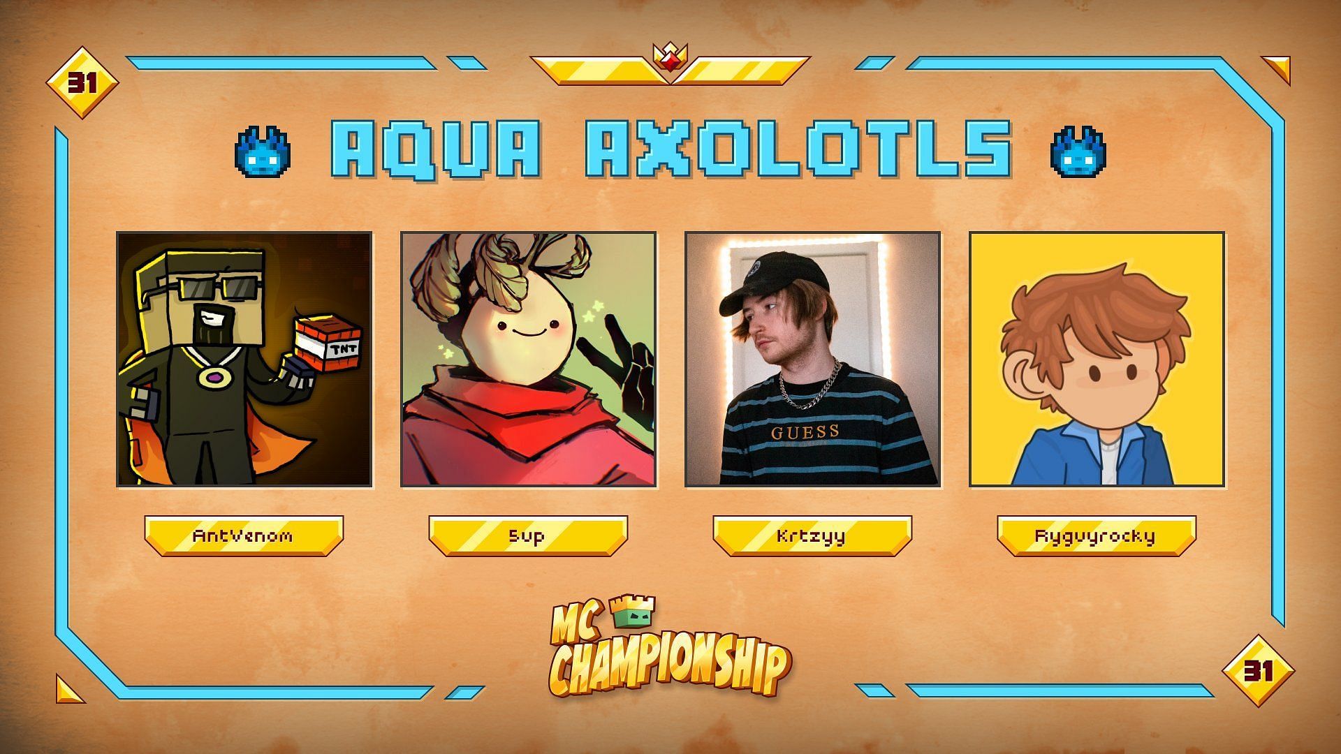The Aqua Axolotls for MCC 31 (Image via Nox Crew)