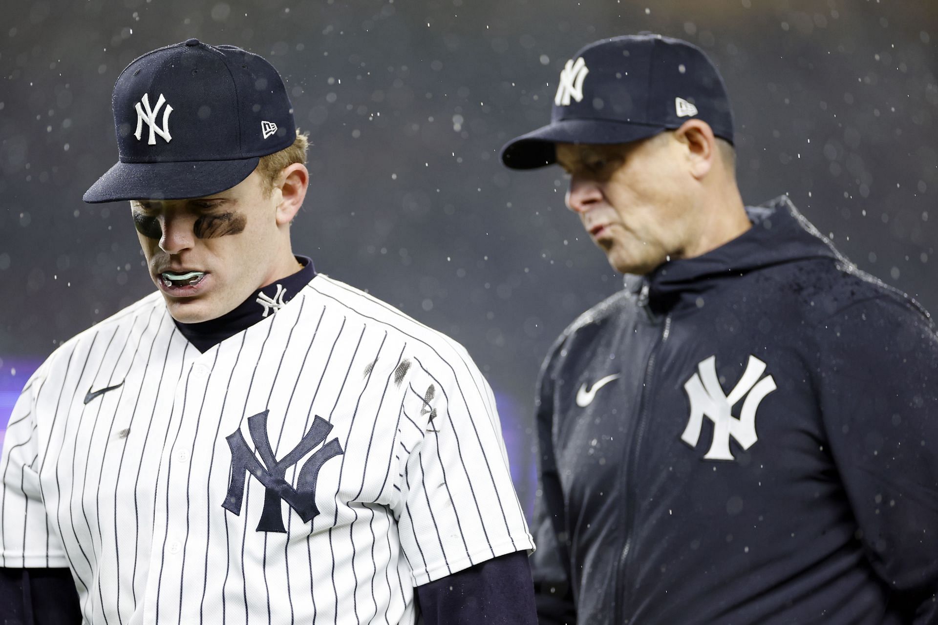 Yankees' Harrison Bader removed from game after plunking