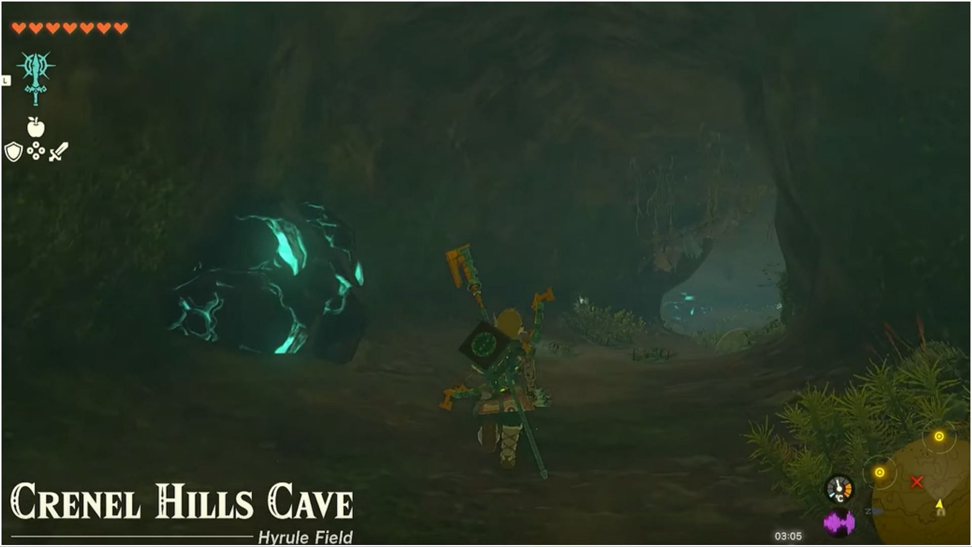 Luminous Stones are discoverable within caves (Image via The Legend of Zelda Tears of the Kingdom)