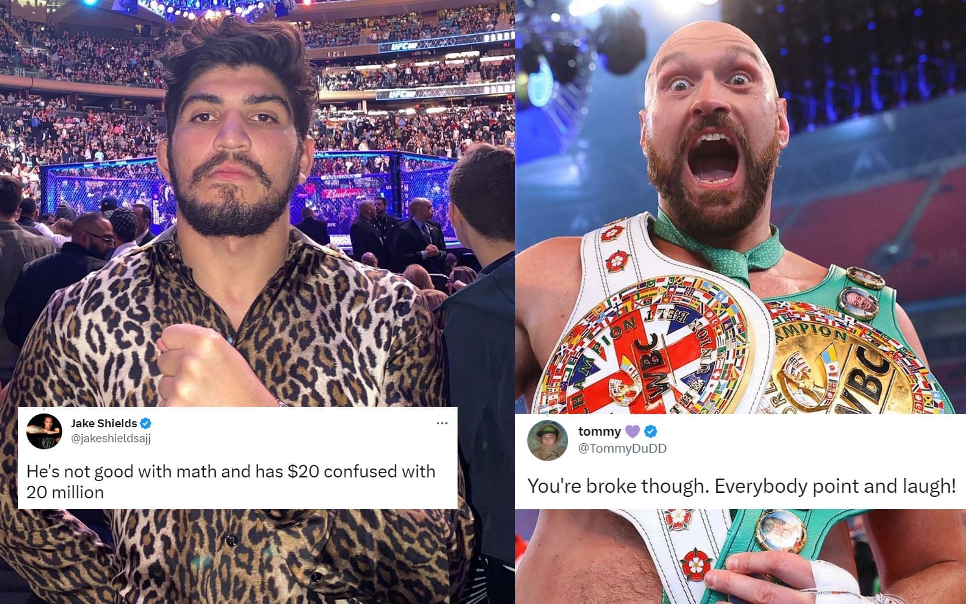 Dillon Danis (Left) and Tyson Fury (Right) [*Image courtesy: left image via @dillondanis Instagram and right image via @tysonfury Instagram]