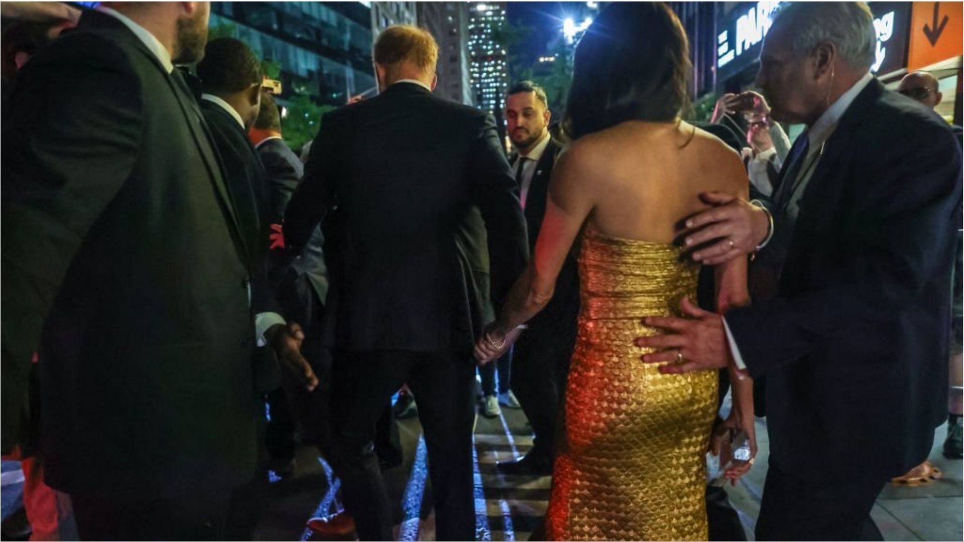 Prince Harry and Meghan Markle stepping out of the awards ceremony (Image via Selcuk Acar/Getty Images)