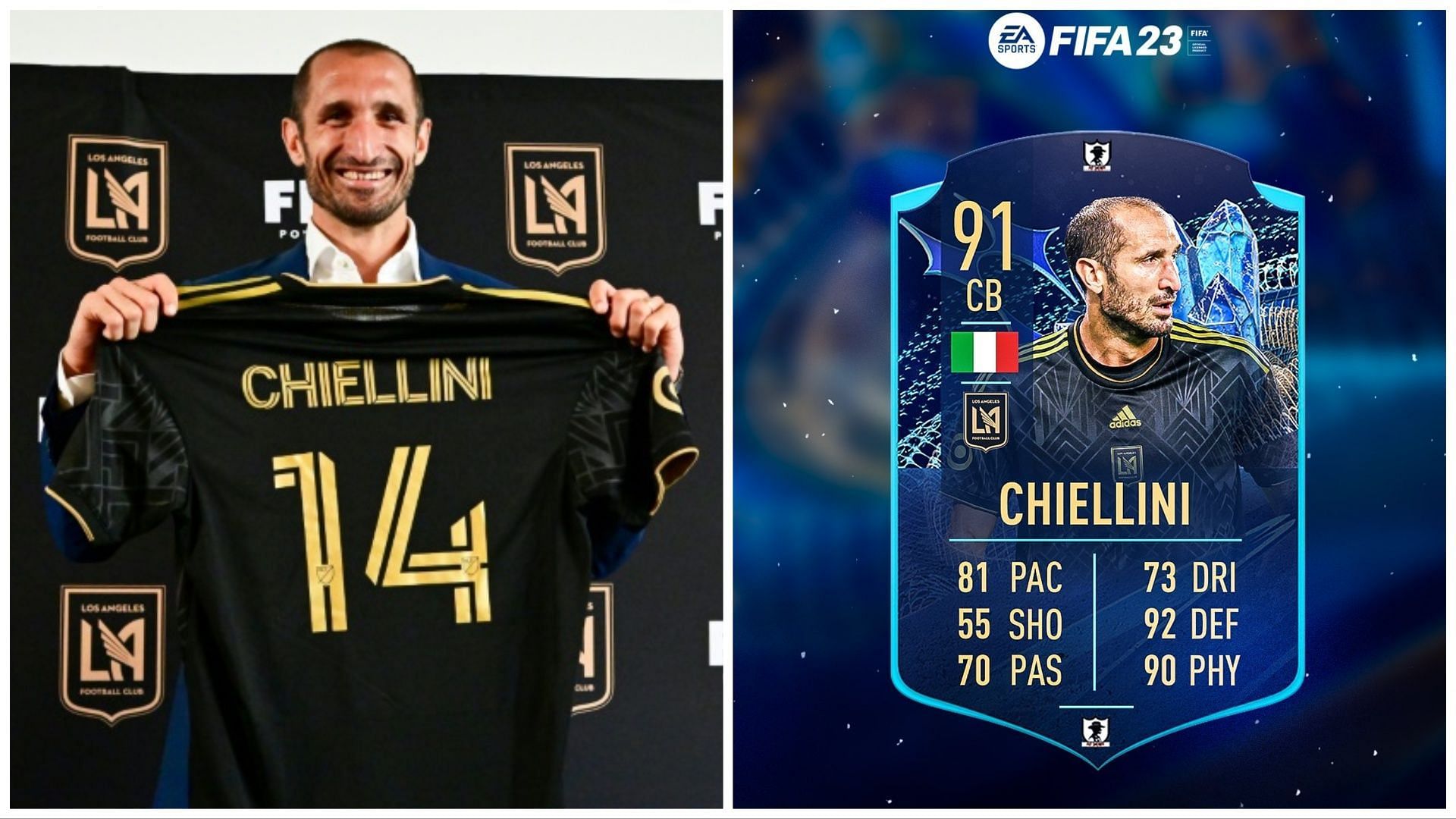 TOTS Moments Chiellini has been leaked (Images via Getty and Twitter/FUT Sheriff)