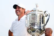 Koepka reacts after winning the 2023 PGA Championship