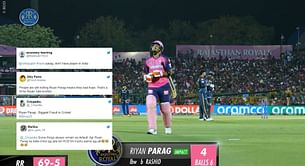 "Agr Riyan Parag ka balla chlne lgg jata toh RCB bhi trophy jeetne lgg jati" - Fans tear apart RR youngster for scoring 4 off 6 balls vs GT
