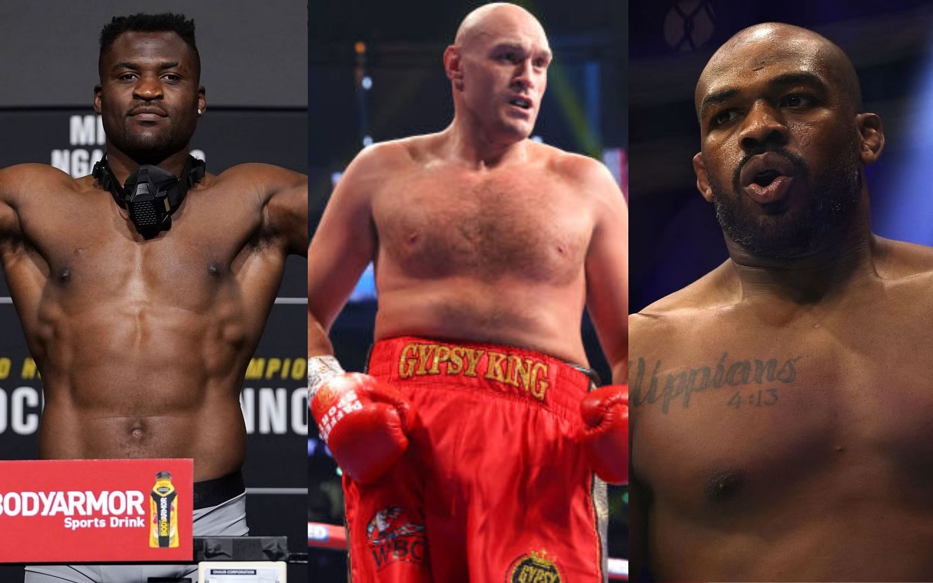 Tyson Fury, Jon Jones and Francis Ngannou: weight, height and reach comparison