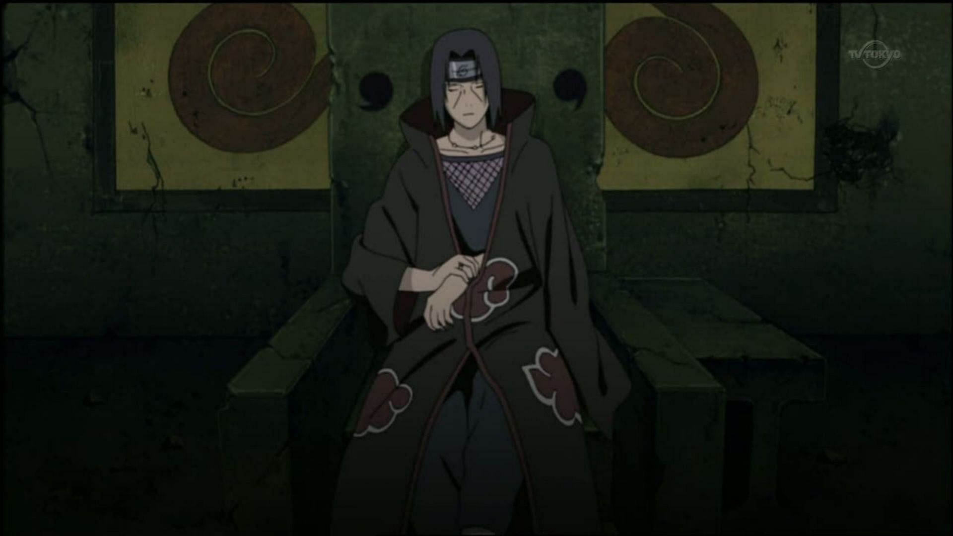 Itachi sitting in his iconic position (Image via Pierrot)