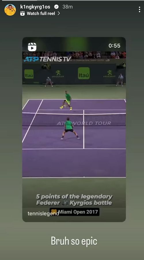 Nick Kyrgios' Instagram story