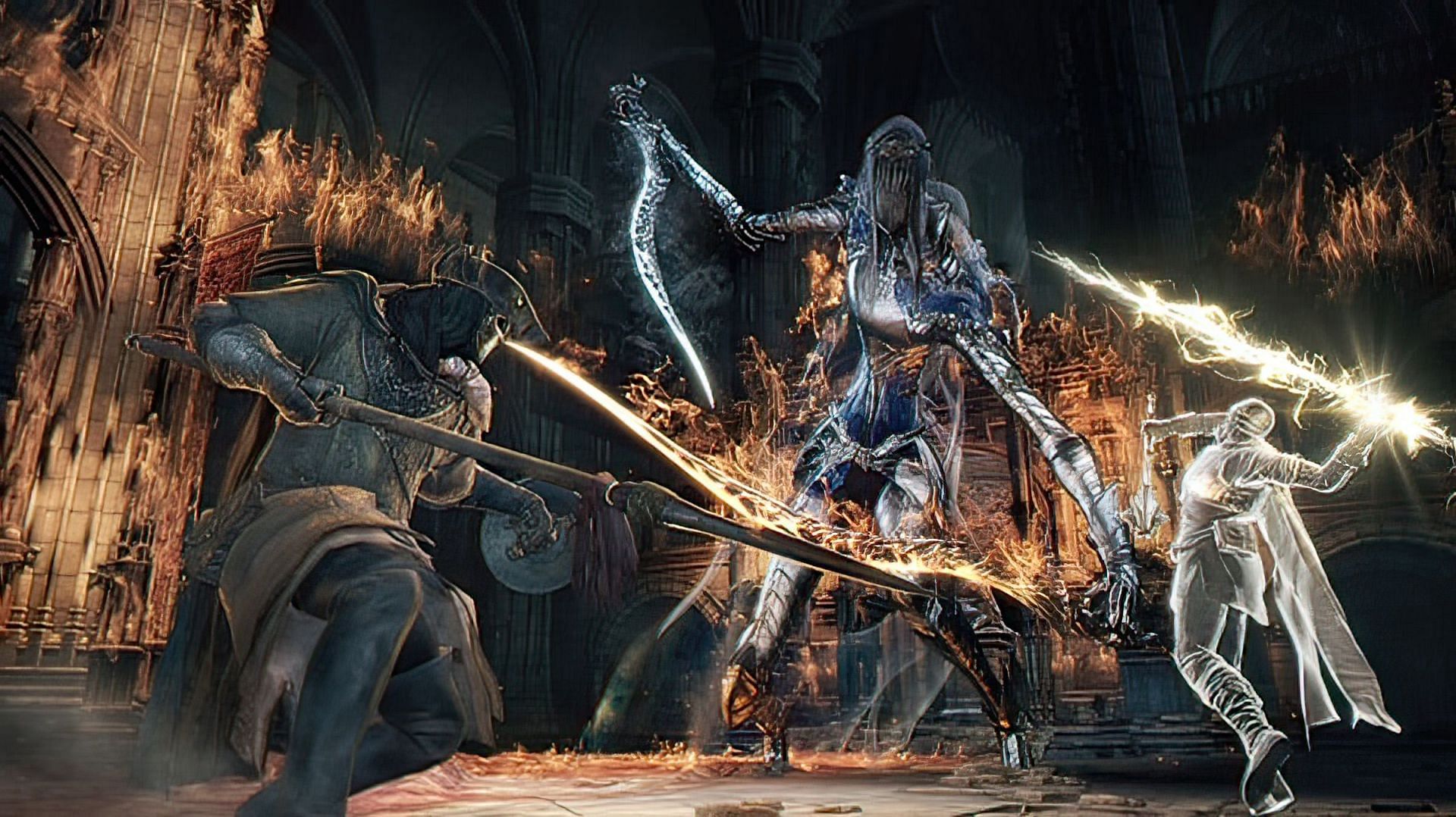 Boss fight in Dark Souls 3 (via FromSoftware Inc.)