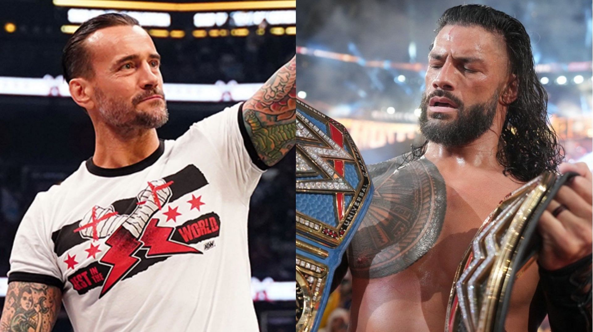 CM Punk (left) and Roman Reigns (right)