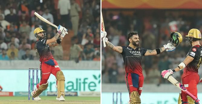 [Watch] Virat Kohli reaches his hundred with a classic six over deep mid-wicket vs SRH