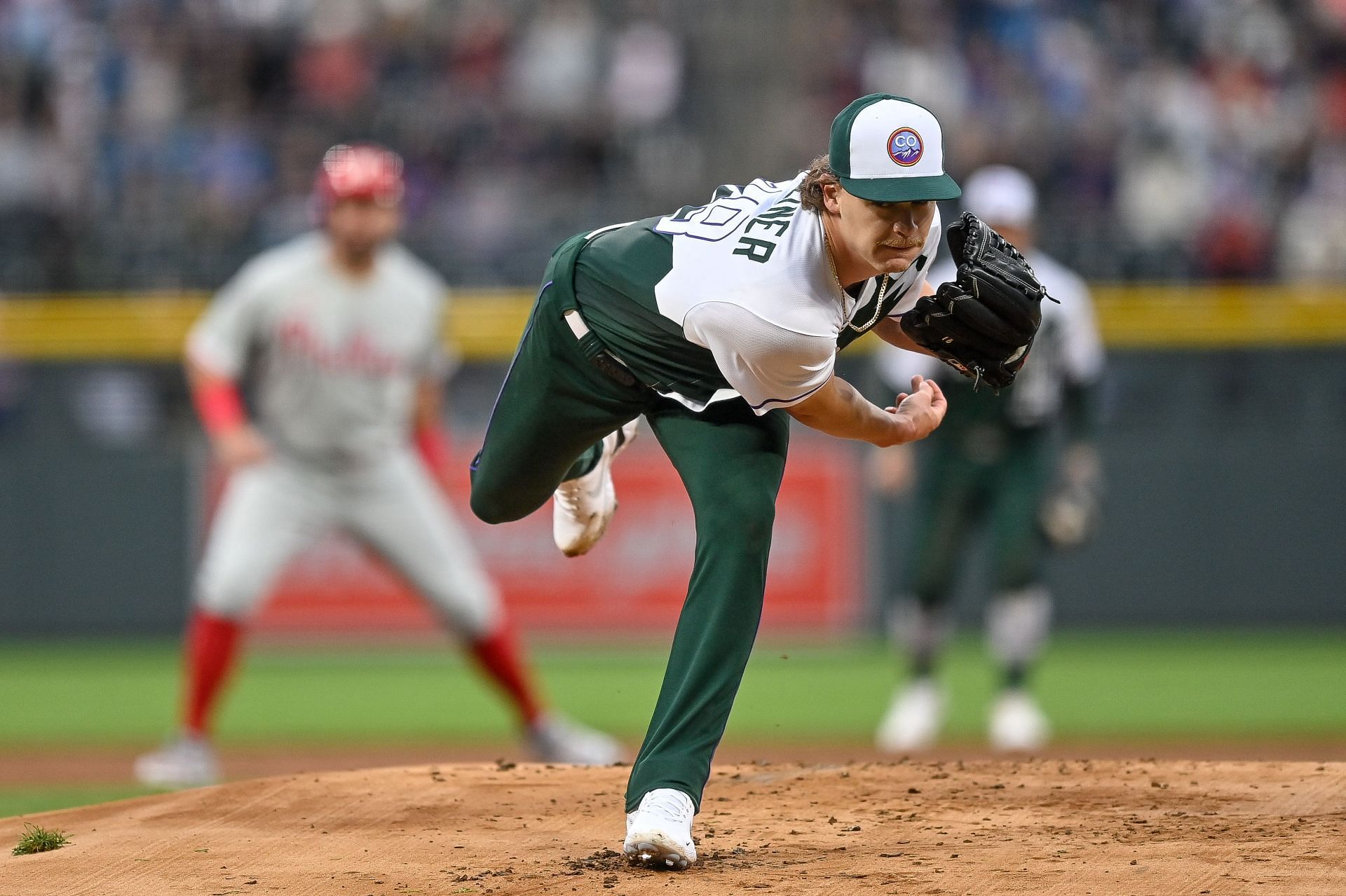 Ryan Feltner in Philadelphia Phillies v Colorado Rockies game