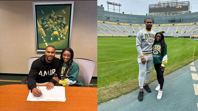 In Photos: Simone Biles celebrates post-wedding as Jonathan Owens signs with Green Bay Packers