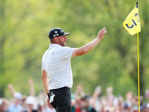 Michael Block celebrates his hole-in-one in the 15th green at the 2023 PGA Championship - Final Round 